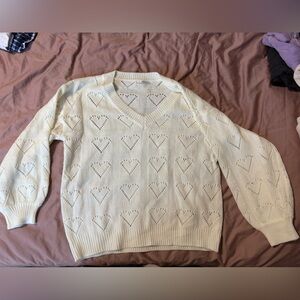 Cupshe Cream Heart Pattern Sweater